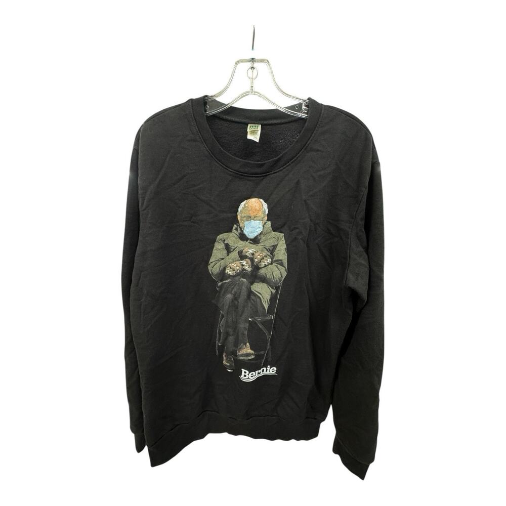 BERNIE SANDERS USA Made Black Organic Crewneck Sweater Jumper Black Men's L